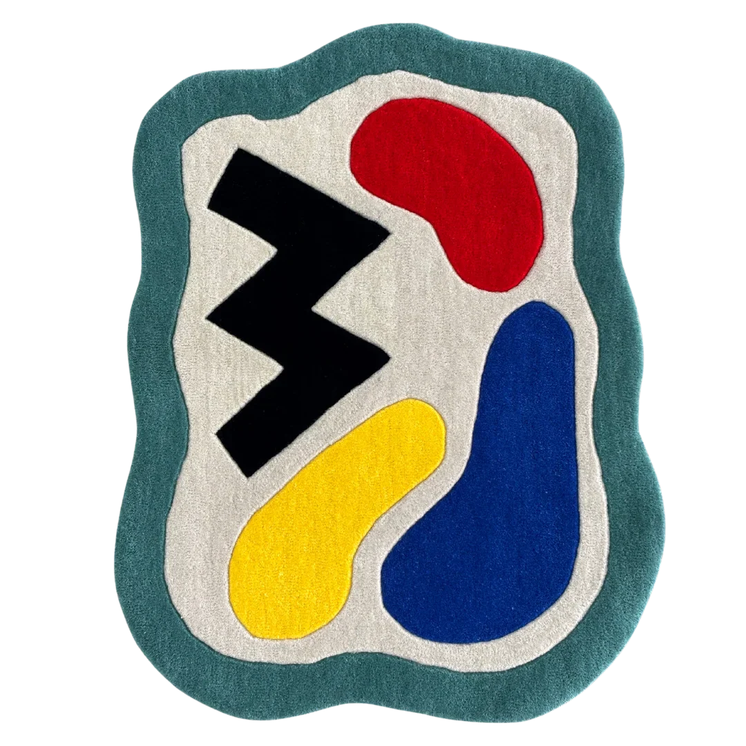 AbstractColorBlockWavyBorderRug