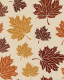 Beige rug with orange, red, and yellow maple leaf pattern for autumn decor
