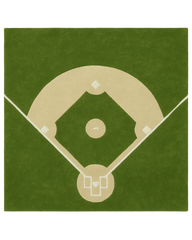 Hand-tufted wool baseball field rug with green and beige sports design.