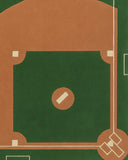Modern hand-tufted wool baseball rug for sports-themed interiors.