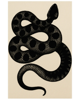 Beige and black snake design novelty rug.