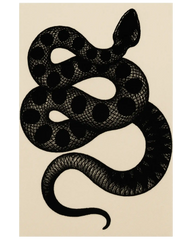 Beige and black snake design novelty rug.