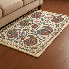 Luxury paisley area rug with traditional floral motifs.