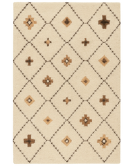 Beige and brown diamond rug – hand-tufted wool bohemian design.