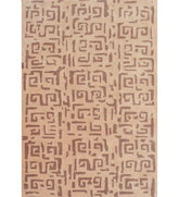 Beige and brown geometric hand-tufted wool rug with tribal pattern