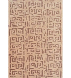 Beige and brown modern tribal rug with geometric maze-like pattern