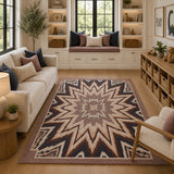 Beige brown starbust wool rug