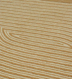 Luxury hand-tufted rug in camel brown with abstract arc motif