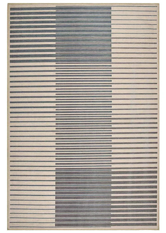 Beige and grey ombre rug with gradient design.