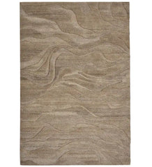 Hand-tufted beige wool rug with sand dune wave design