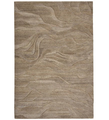 Hand-tufted beige wool rug with sand dune wave design