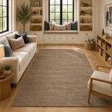 Beige taupe linear wool rug