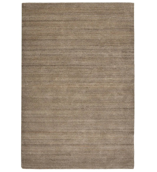 Minimalist beige hand-tufted wool rug with linear texture