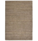 Minimalist beige hand-tufted wool rug with linear texture