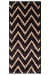 Beige and Brown Hand Tufted Runner Rug with Chevron patterns.