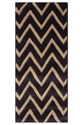 Beige and Brown Hand Tufted Runner Rug with Chevron patterns.