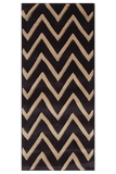 Beige and brown hand-tufted runner rug with bold zigzag chevron pattern, luxury home decor
