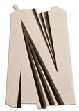 Beige rug with brown abstract design on a light gray floor