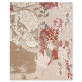 Beige and blush abstract floral rug with modern botanical patterns.