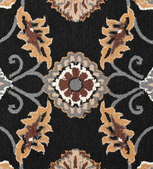 Classic Oriental-style hand-tufted rug in black, gold, and gray