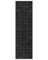 Black textured grid runner rug washable
