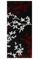 Black Floral Hand Tufted Runner Wool Rug