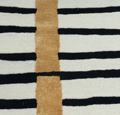 Contemporary monochrome wool rug with geometric stripe design.