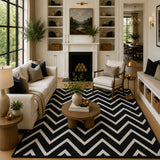 back & white zigzag wool rug