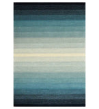 Blue gradient hand-tufted wool rug with ombre striped design