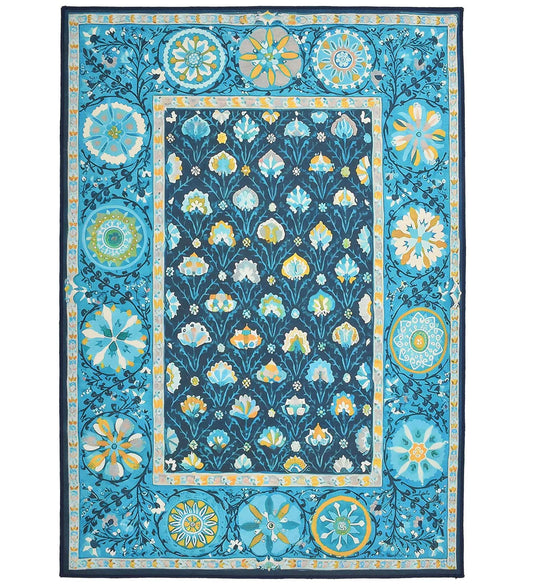 Blue Medallion Rug with intricate vintage-inspired design.