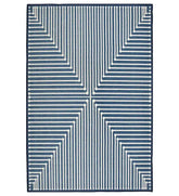 Blue Modern Geometric Rug with bold abstract shapes.