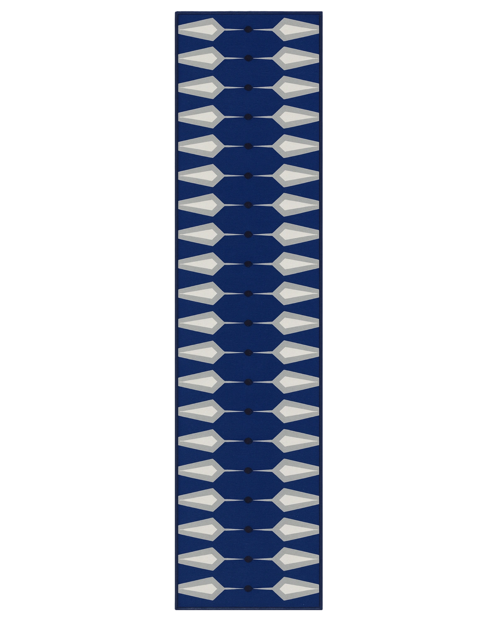 Blue geometric runner rug machine washable