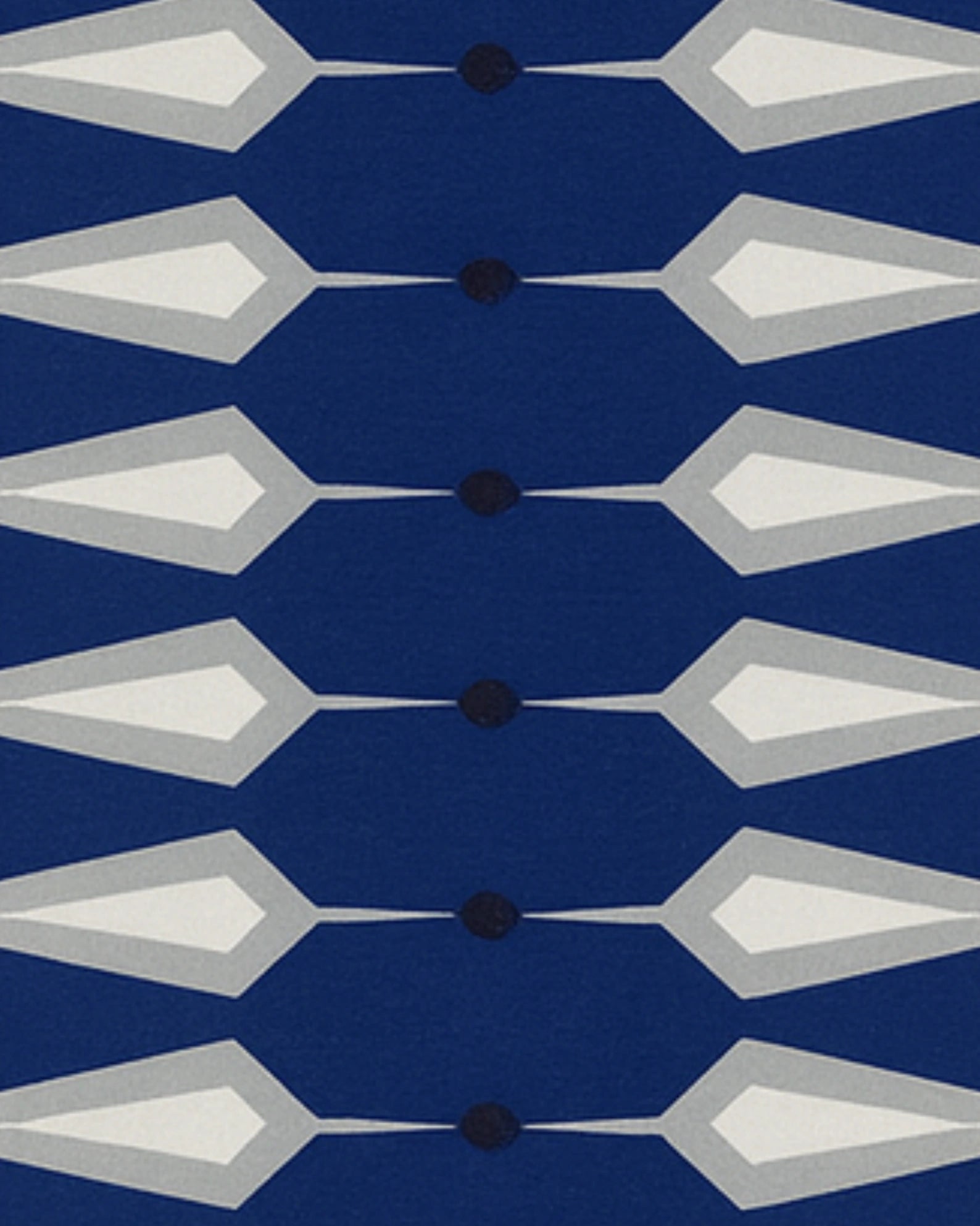 White and blue arrow pattern runner rug