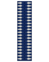 Blue geometric runner rug machine washable