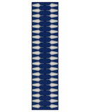 Blue geometric runner rug machine washable