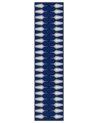 Blue geometric runner rug machine washable