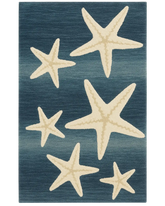 Blue starfish rug with hand-tufted coastal wool design