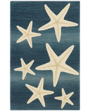 Blue starfish rug with hand-tufted coastal wool design