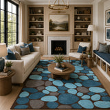 Blue Pebble wool rug