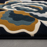 Blue modern abstract wool rug