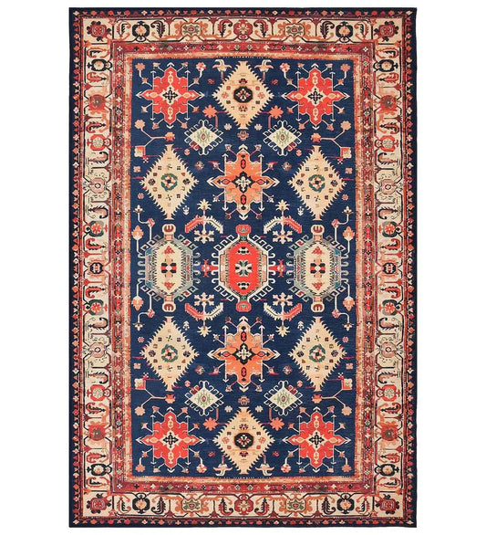 Boho traditional patterned machine washable rug.