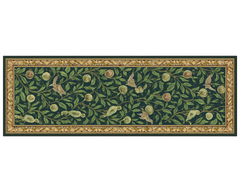 Green machine washable hallway runner