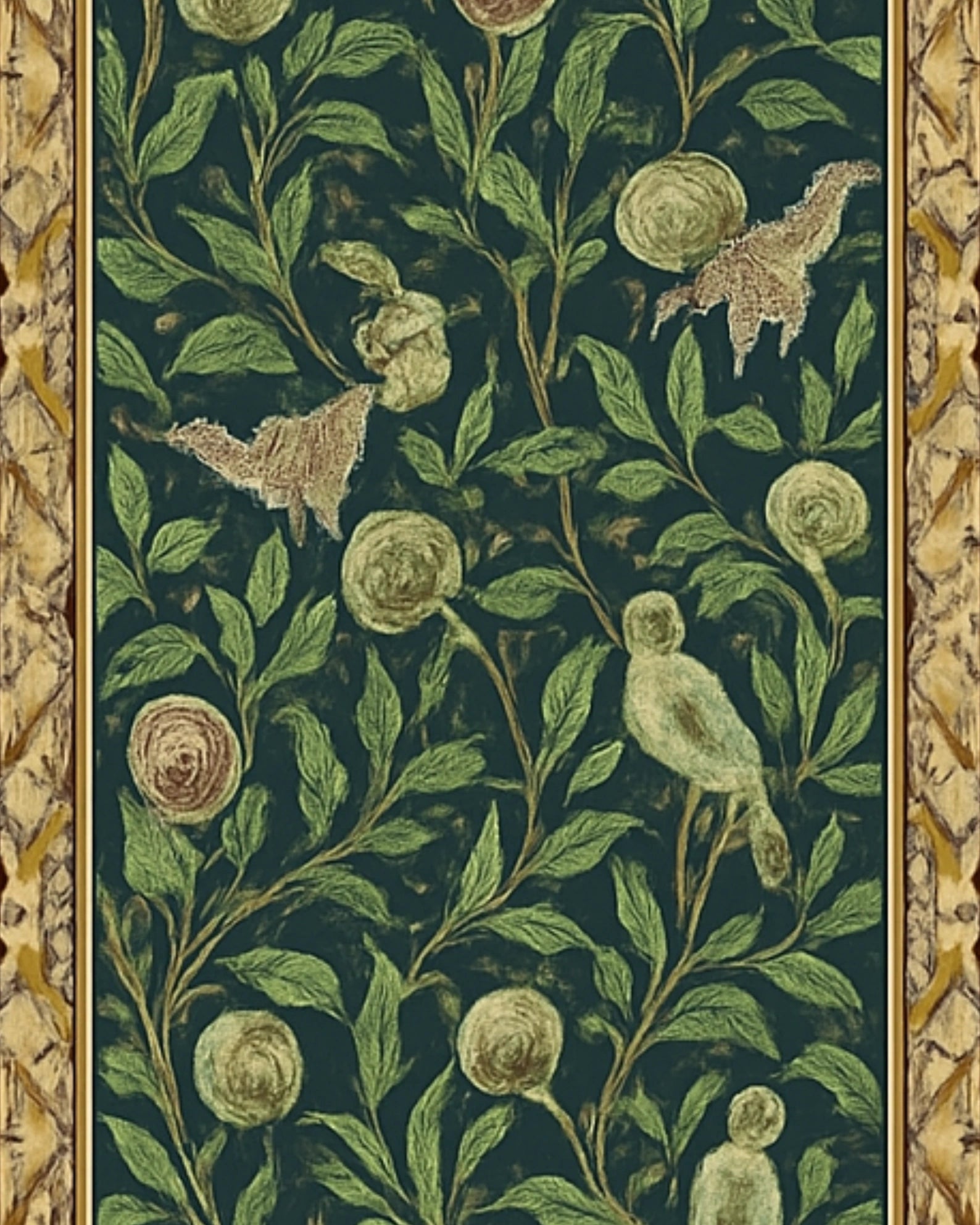 Ornate border hallway runner rug non-slip