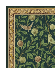 Forest green botanical runner rug washable