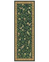 Botanical hallway runner rug with birds
