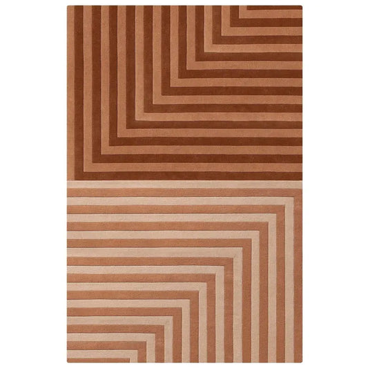 Rug with brown and beige striped pattern