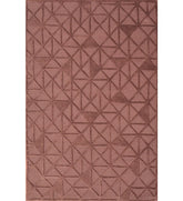 Hand-tufted brown wool rug with geometric embossed pattern