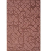 Hand-tufted brown wool rug with geometric embossed pattern