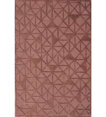 Hand-tufted brown wool rug with geometric embossed pattern
