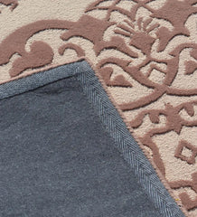 Heritage-inspired brown and beige hand-tufted wool rug